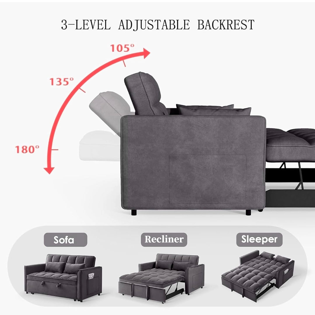Sofá cama 3 en 1, sofá cama convertible de terciopelo, sofá cama extraíble con bolsillos laterales