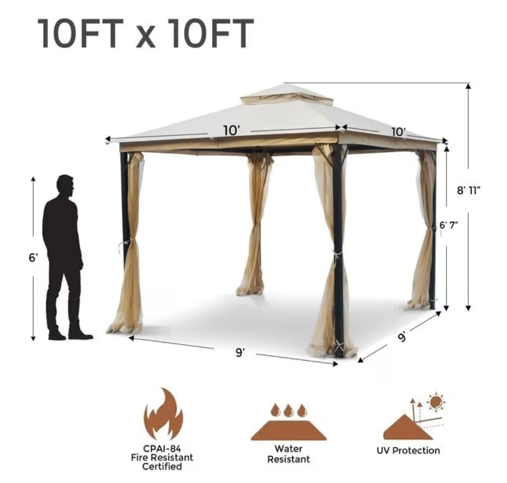 Gazebo para patio al aire libre de 10x10 pies