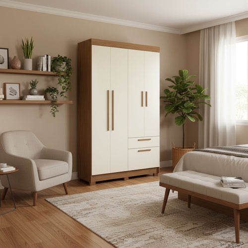 Closet 4 Puerta(s) 2 Cajón(es) 4 Repisa(s) 130x214x46 cm Arena